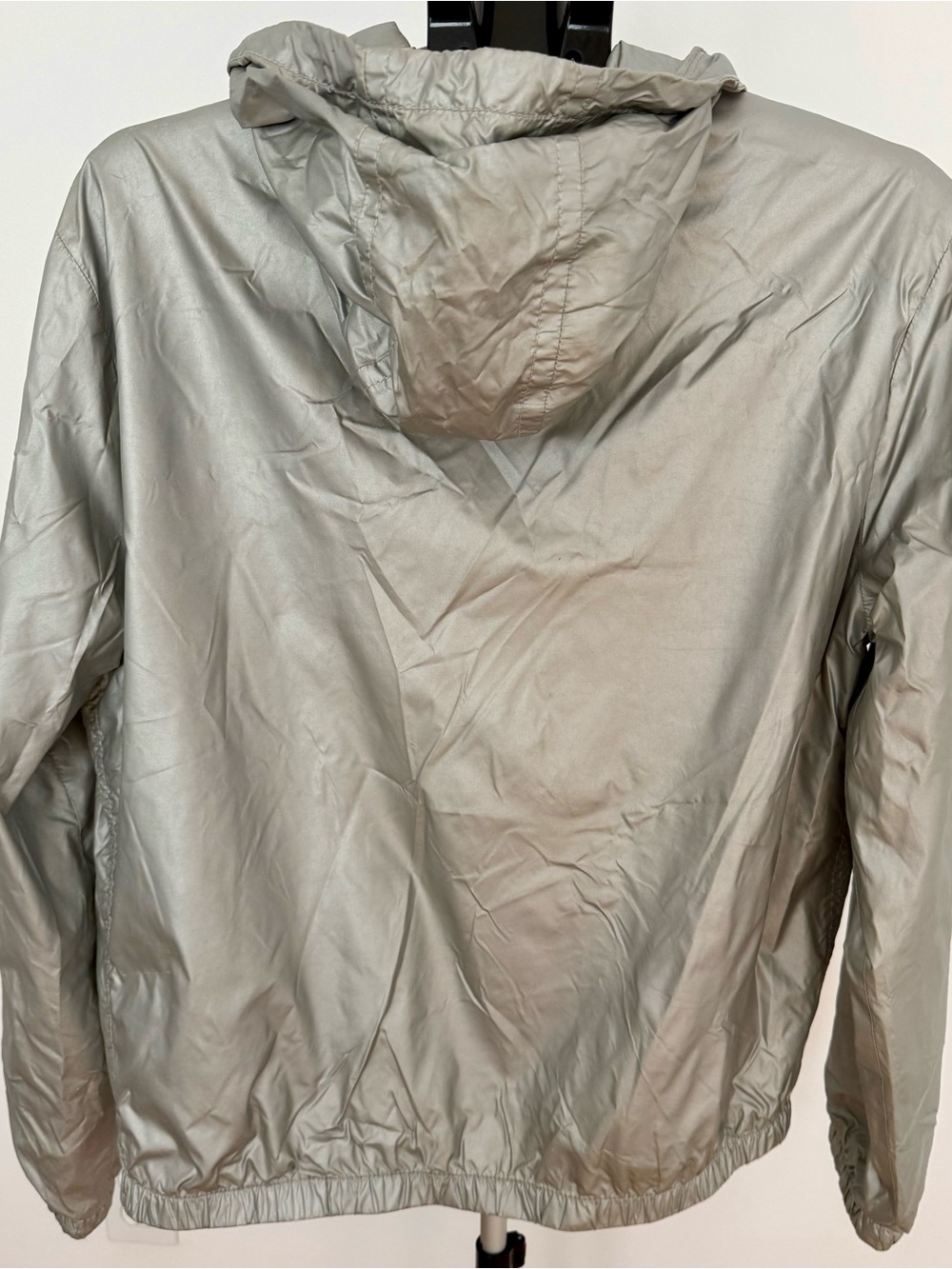 Express Metallic Silver Lightweight Hooded Windbreaker Jacket Size M - Picture 2 of 3